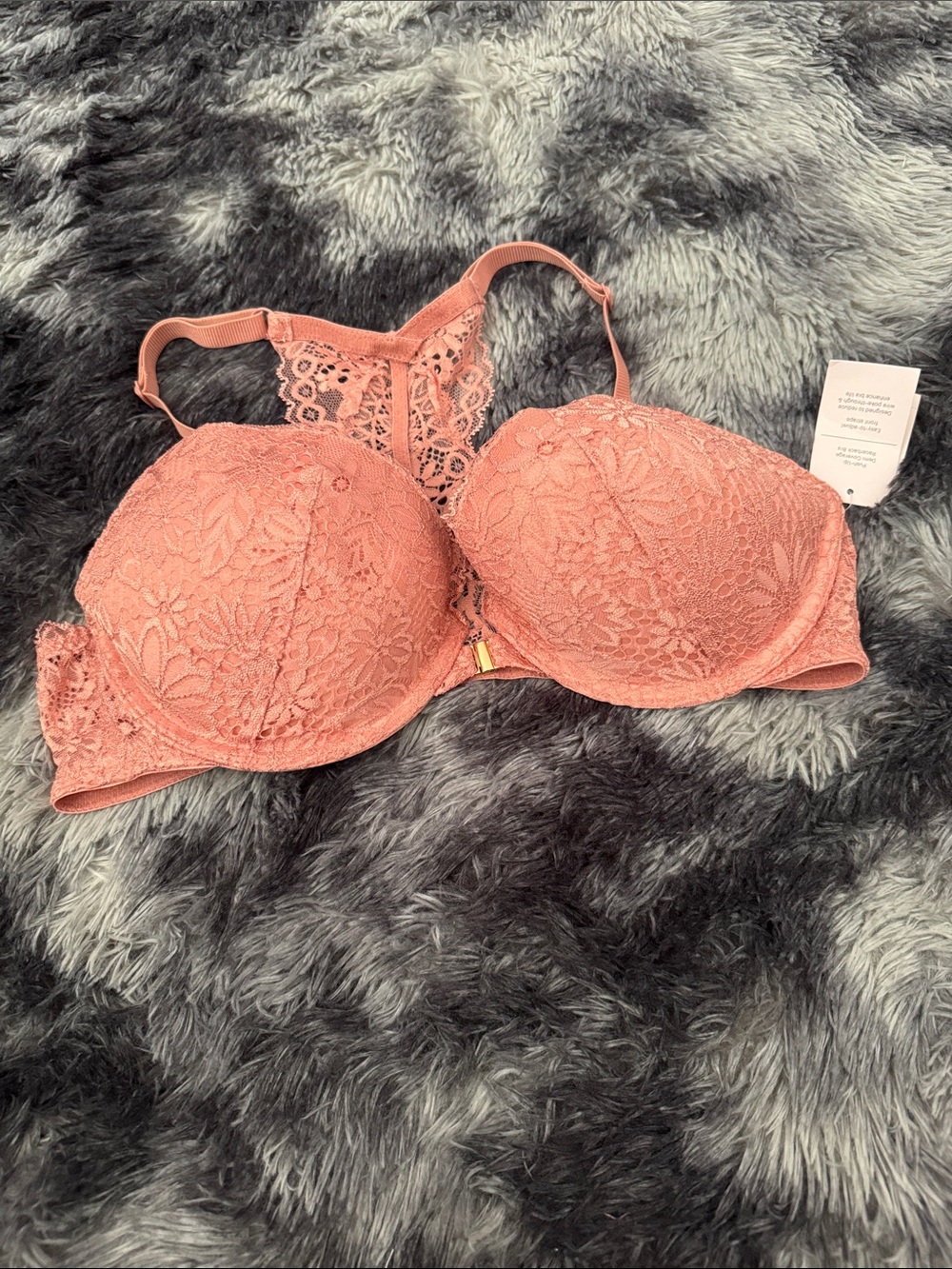 Auden Coral Lace Push-Up Bra with Racerback